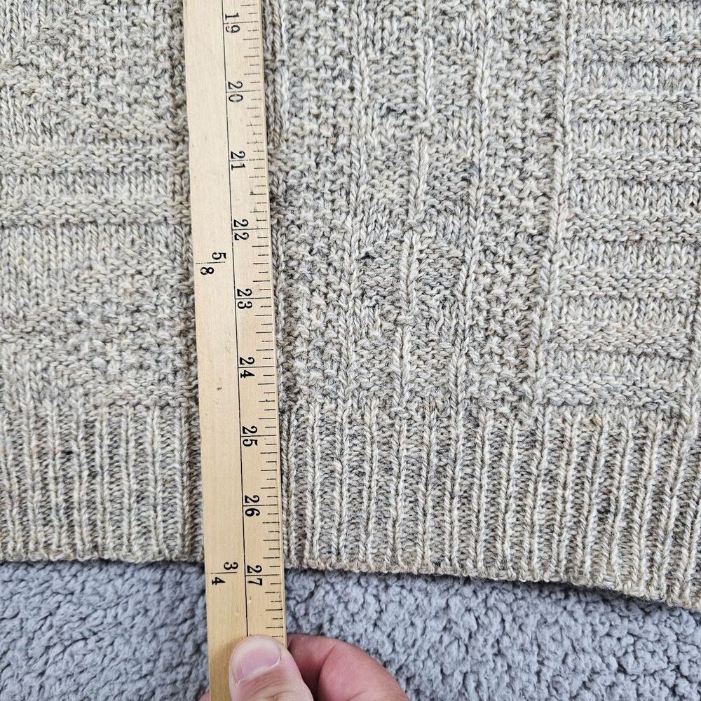 Vintage Pendleton Sweater Men Large Khaki Wool USA 60s 70s Ribbed Textured Crew - Picture 8 of 9